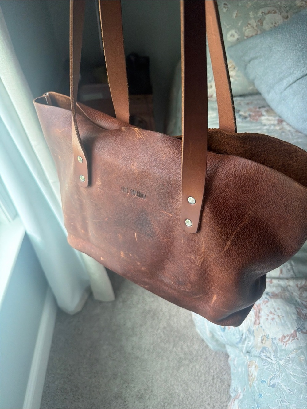 Portland Leather Brown Distressed Leather Tote